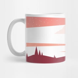 Pink sunset landscape moon clouds Mug